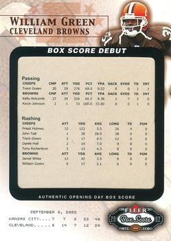 2002 Fleer Box Score - Debuts #5 BSD William Green Front