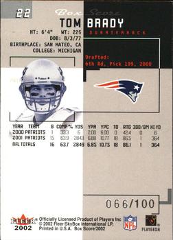 2002 Fleer Box Score - First Edition #22 Tom Brady Back