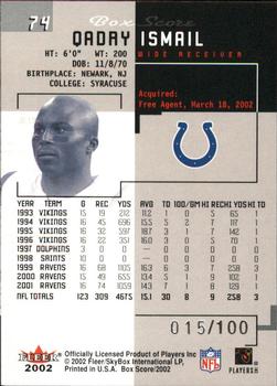 2002 Fleer Box Score - First Edition #74 Qadry Ismail Back