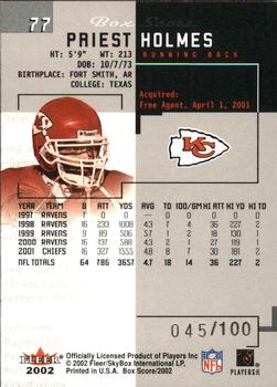 2002 Fleer Box Score - First Edition #77 Priest Holmes Back