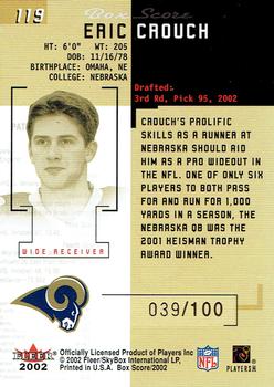 2002 Fleer Box Score - First Edition #119 Eric Crouch Back