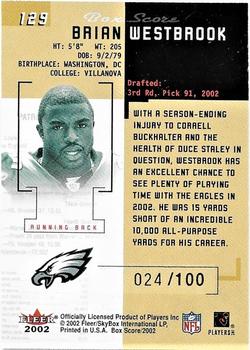 2002 Fleer Box Score - First Edition #129 Brian Westbrook Back