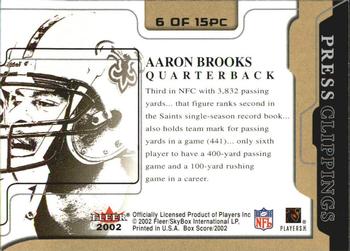 2002 Fleer Box Score - Press Clippings #6PC Aaron Brooks Back
