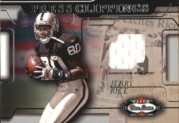 2002 Fleer Box Score - Press Clippings Jerseys #NNO Jerry Rice Front