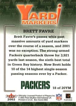 2002 Fleer Box Score - Yard Markers #18YM Brett Favre Back