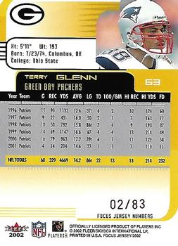 2002 Fleer Focus Jersey Edition - Jersey Numbers #63 Terry Glenn Back