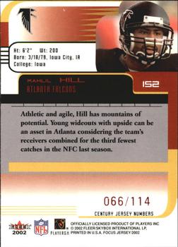 2002 Fleer Focus Jersey Edition - Jersey Numbers Century #152 Kahlil Hill Back