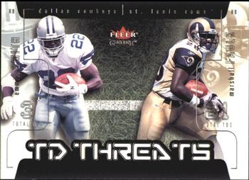 2002 Fleer Genuine - TD Threats #3 TD Emmitt Smith / Marshall Faulk Front