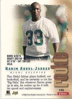 1996 Fleer Metal #124 Karim Abdul-Jabbar Back