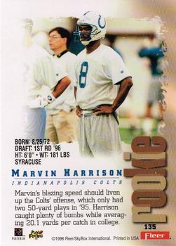 1996 Fleer Metal #135 Marvin Harrison Back