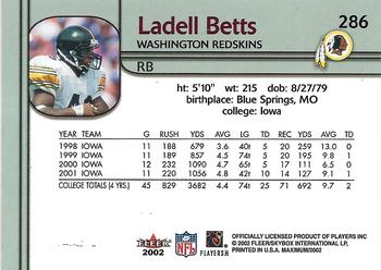 2002 Fleer Maximum - To the Max #286 Ladell Betts Back