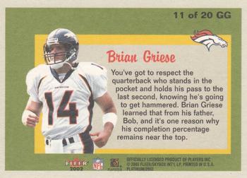 2002 Fleer Platinum - Guts and Glory #11 GG Brian Griese Back