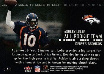 2002 Fleer Premium - All-Rookie Team #3 AR Ashley Lelie Back