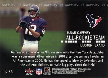 2002 Fleer Premium - All-Rookie Team #12 AR Jabar Gaffney Back