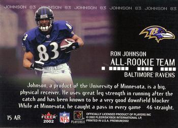 2002 Fleer Premium - All-Rookie Team #15 AR Ron Johnson Back