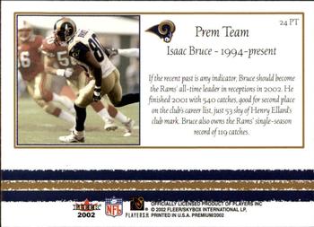 2002 Fleer Premium - Prem Team #24 PT Isaac Bruce Back