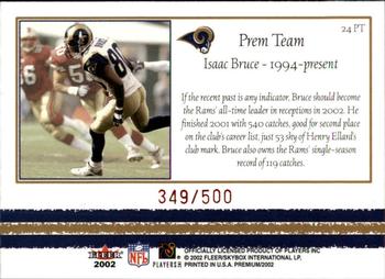 2002 Fleer Premium - Prem Team Ruby #24 PT Isaac Bruce Back