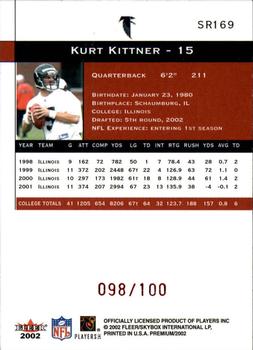 2002 Fleer Premium - Star Rubies #SR169 Kurt Kittner Back