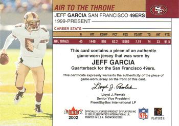 2002 Fleer Showcase - Air to the Throne Jerseys #NNO Jeff Garcia Back