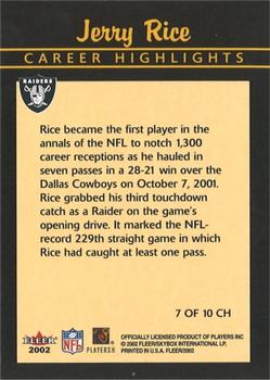 2002 Fleer - Career Highlights #7 CH Jerry Rice Back