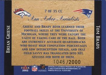 2002 Fleer - Classic Combinations Hobby #7 CC Brian Griese / Tom Brady Back