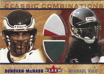 2002 Fleer - Classic Combinations Memorabilia Duals #NNO Donovan McNabb / Michael Vick Front