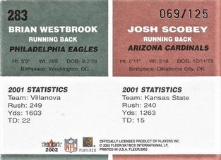 2002 Fleer - Minis #283 Josh Scobey / Brian Westbrook Back