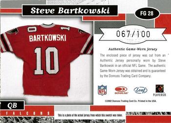 2002 Leaf Certified - Fabric of the Game #FG 28 Steve Bartkowski Back
