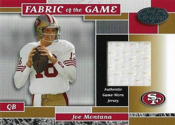2002 Leaf Certified - Fabric of the Game #FG 32 Joe Montana Front