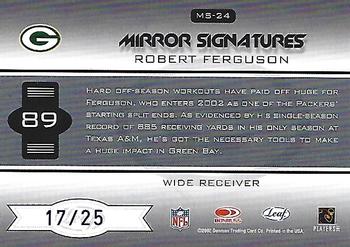 2002 Leaf Certified - Mirror Blue Signatures #MS-24 Robert Ferguson Back