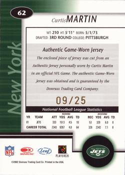 2002 Leaf Certified - Mirror Gold Materials #62 Curtis Martin Back