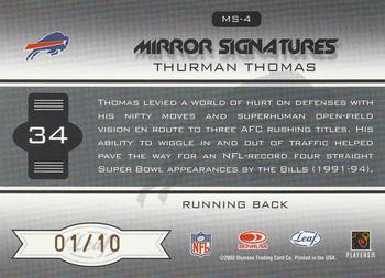 2002 Leaf Certified - Mirror Gold Signatures #MS-4 Thurman Thomas Back