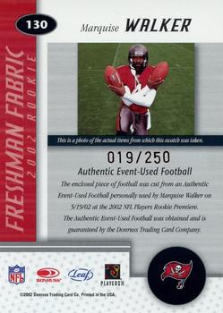 2002 Leaf Certified - Mirror Red Materials #130 Marquise Walker Back