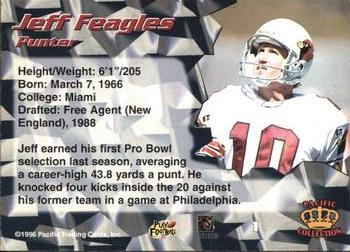 1996 Pacific #1 Jeff Feagles Back