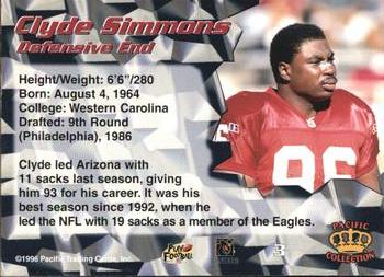 1996 Pacific #3 Clyde Simmons Back