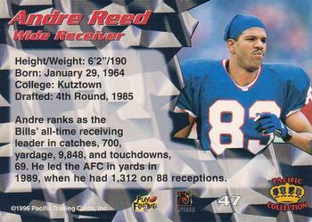 1996 Pacific #47 Andre Reed Back