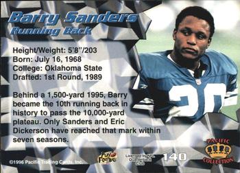 1996 Pacific #140 Barry Sanders Back