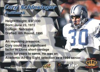 1996 Pacific #142 Cory Schlesinger Back