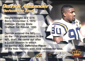 1996 Pacific #242 Derrick Alexander Back