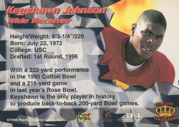 1996 Pacific #314 Keyshawn Johnson Back