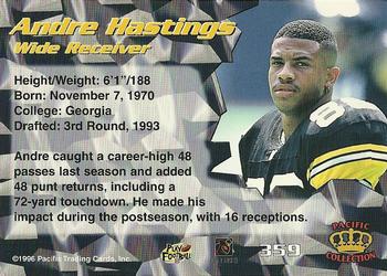 1996 Pacific #359 Andre Hastings Back