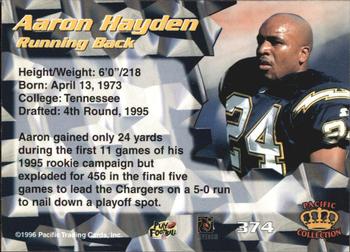 1996 Pacific #374 Aaron Hayden Back