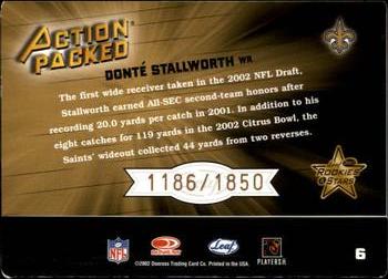 2002 Leaf Rookies & Stars - Action Packed Bronze #6 Donte Stallworth Back