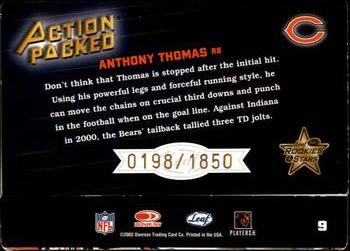 2002 Leaf Rookies & Stars - Action Packed Bronze #9 Anthony Thomas Back