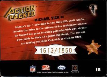 2002 Leaf Rookies & Stars - Action Packed Bronze #16 Michael Vick Back