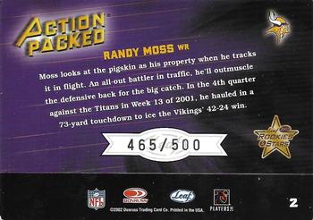 2002 Leaf Rookies & Stars - Action Packed Silver #2 Randy Moss Back