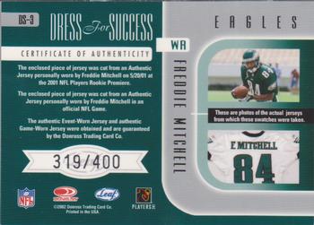 2002 Leaf Rookies & Stars - Dress for Success #DS-3 Freddie Mitchell Back