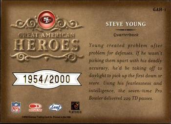 2002 Leaf Rookies & Stars - Great American Heroes #GAH-1 Steve Young Back
