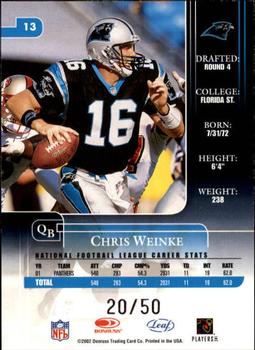 2002 Leaf Rookies & Stars - Longevity #13 Chris Weinke Back