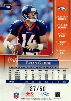 2002 Leaf Rookies & Stars - Longevity #28 Brian Griese Back